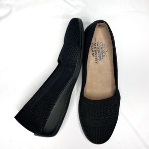 Lifestride velocity memory foam Immy black woven wedge slip on comfort shoe